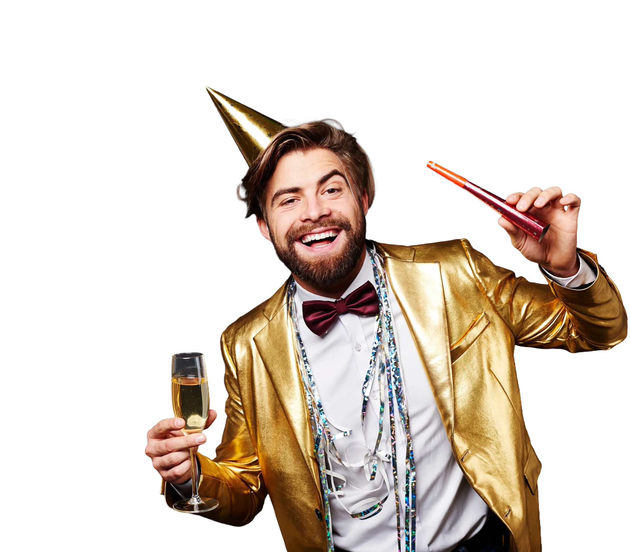 Man champagne flute event partify pricing